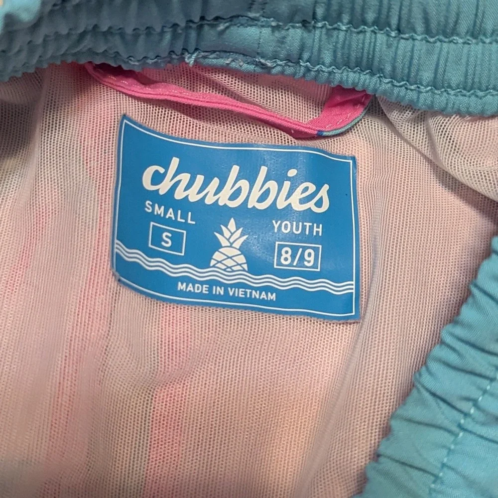 Chubbies Swim Trunks Youth Sz Small 8/9 Pink Blue Toucan Print Board Shorts Boys